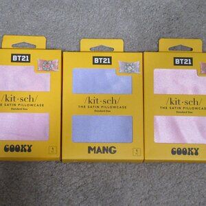 BT21 Kitsch Satin Pillowcase Standard Size Mang Cooky ~~LOT OF 3~~